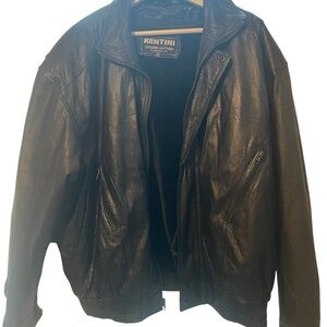 Vintage Leather Bomber Black Genuine  Jacket 90s  XXL grunge classic